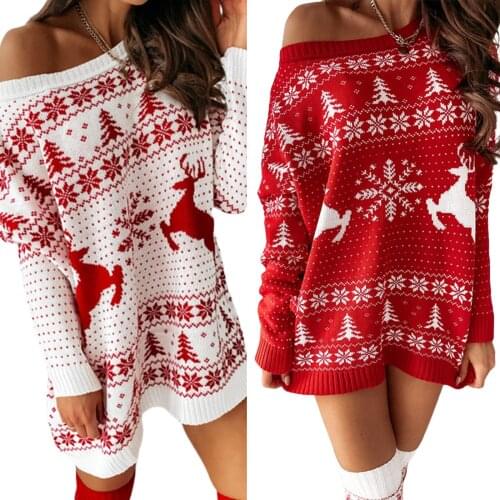 Christmas Dress For Women Winter Autumn Clothing Long Sleeve Pullover Loose Casual Mini Party Dress New Years Suit