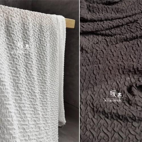 Unique Chiffon Pleated Fabric Geometric Figure Texture Black White DIY Decor Props HanFu Skirt Gown Dress Designer Fabric