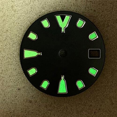 Replacement C3 Green Luminous Single Calendar Dial for SKX007/009 SBBN033/SBDX017 28.5mm Watch Dial for NH35 Movement Part