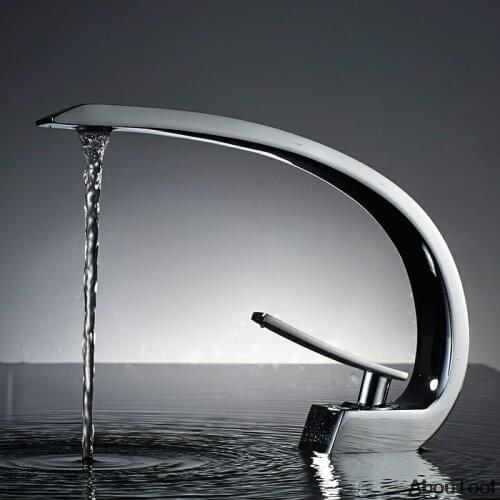 Basin Faucet Modern Bathroom Mixer Tap Black/Chrome Wash Basin Faucet Single Handle Hot and Cold Waterfall Faucet Bathroom Kitch