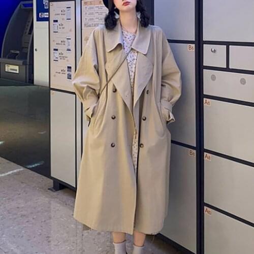 Brand New Fashion Womens Trench Coat Colorblock Long New fashion looseLady Windbreaker Spring Autumn Outerwear Clothes 2021