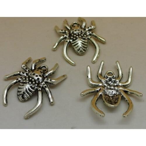 Nevstop 50pcs/lot Vintage Tiny Spider Charms 26x30mm Araneid Pendant DIY Jewelry Crafts
