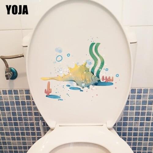YOJA 20.5*22.6CM Shell Screw Sea Coral Cartoon Toilet Seat Stickers Kids Room Wall Decor T1-0979