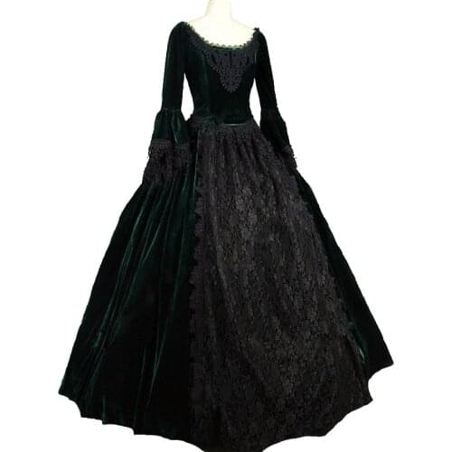 Medieval Renaissance Halloween Costumes for Women Adult Victoria Vintage Lace Elegant Court Middle Ages Carnival Cosplay Dress