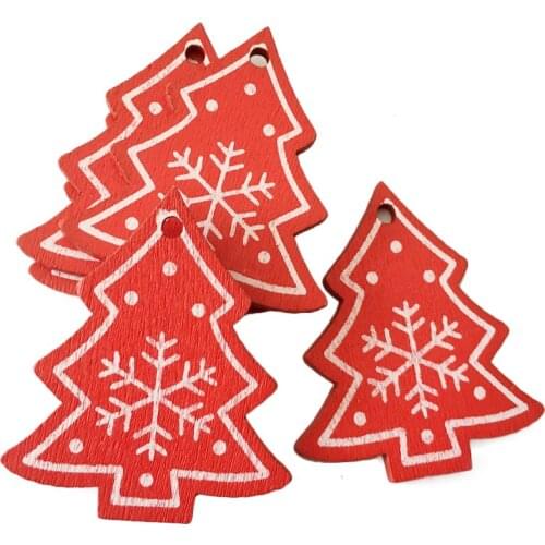 10Pcs/Set Large Size Natural Wooden Christmas tree Hanging Ornaments Pendant DIY Tree Snow Flakes For Xmas Decor