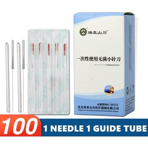100 pcs acupotomy sterile acupuncture needle Metal pipe handle microinvasive single use needle scalpel beauty slimming