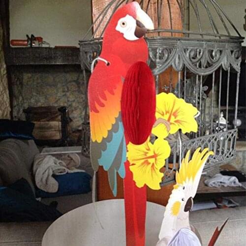 3pc Flamingo Hawaiian Party Tropical Decorations Hanging Vivid Honeycomb Parrots Jungle Party Luau Kids Birthday Party Supplies