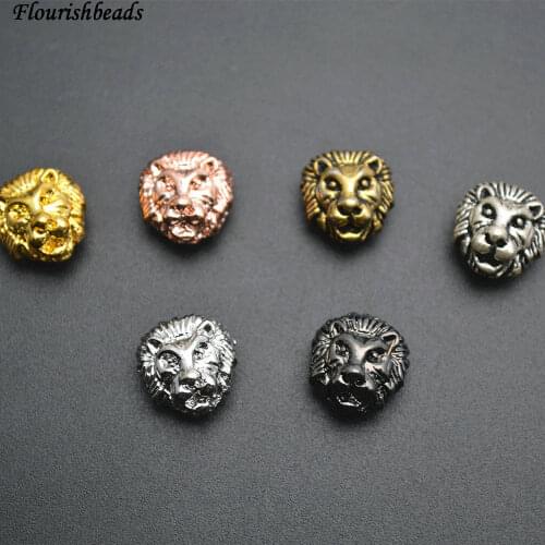 Various color Popular 12mm Metal Alloy Lion Head Spacer Loose Beads Fit Bracelet or Necklace Making 50pc per lot