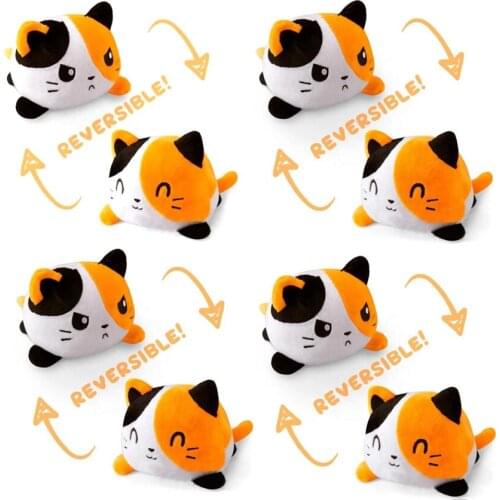Reversible animal Cat Panda puppy Cartoon Plushie Plush Doll Double Sided Flip Stuffed Doll toy for kids boy girl Birthday Gift