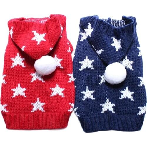 Dog Cat Sweater Hoodie Jumper Stars Design Pet Puppy Coat Jacket Warm Clothes 6 Sizes 2 Colours