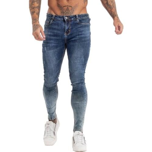 Gingtto Skinny Jeans Men Slim Fit Ripped Mens Jeans Big and Tall Stretch Blue Men Jeans for Men Distressed Elastic Waist zm140