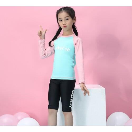 2021 New Summer Girl Swimwear Sun Protection Long Sleeve Bathing Suit Quick Dry Children Swimsuit Surfing Diving Suit Beach Wear