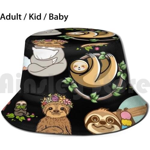 Sloth Pattern , Funny Sloth , Funny Sloth , Cute Sloth , Cute Sloth Sun Hat Foldable UV Protection