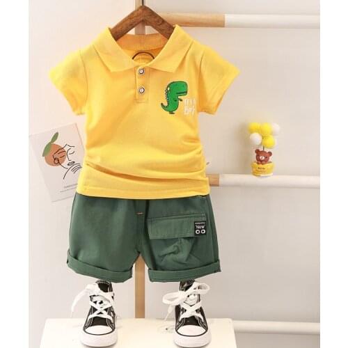 Summer Kids Fashion Baby Boys Girls Clothes Children Cotton Toddler Cartoon dinosaur T Shirts Shorts 2Pcs/sets Outfit Tracksuits