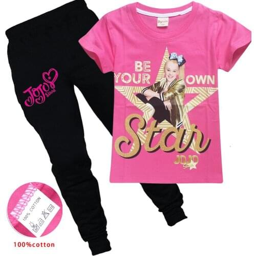 Hot Sell JOJO Siwa Girl Summer Short Tops + Leggings Pants Clothes T Shirt Girls Cosplay Costume 2pcs Children Costume Suits