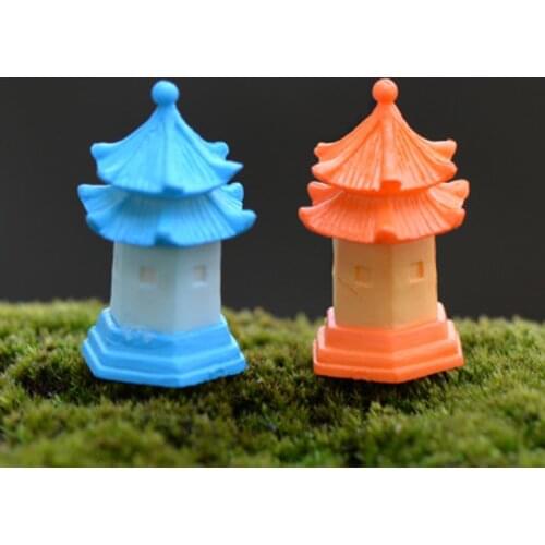 ZOCDOU 1 Piece Tower Buddhist Pagoda Building Europe India Indonesia Small Statue Little Figurine Crafts Ornament Miniatures DIY
