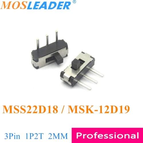 Mosleader DIP MSS22D18 3P 3 Pin 1000PCS MSK-12D19 Side slide switch Toggle switch 1P2T 2 Travel 2MM Handle length DVD Switch