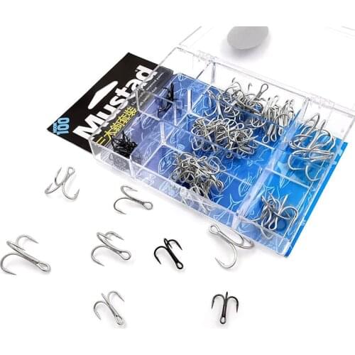 Mustad Lure Treble Hooks 100pcs Suit perch, mandarin fish, sea perch with a hmyy mouth Fishing product