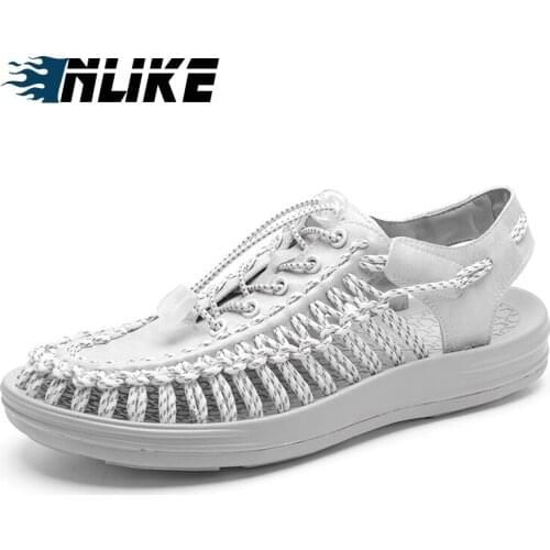 Men Casual Shoes Men Sandals Fashion Handmade Weaving Design Breathable Casual Beach Shoes