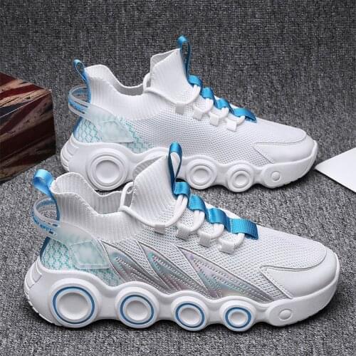Spring and Autumn New Breathable Mesh Mens Casual Shoes Air Cushion Running Shoes Fashion Lace-Up Non-Slip Light Men Sneakers