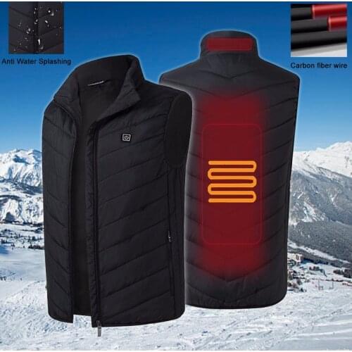 Man Safely USB Electric Heated Vest Women WInter Vest Thermal Waistcoat Outdoor Sports Sleeveless Jacket Charging Vest Cloth