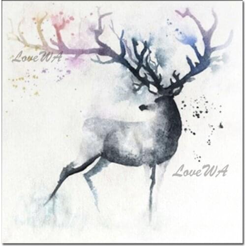 Kids Room Wall Decorative Abstract Deer Cartoon Picture Art Pure Handmade Animal Oil Painting Modern Christmas Gift Wall Art