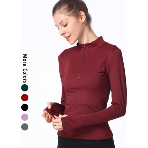 Long-sleeved tight-fitting yoga clothes jacket Half-zipper fitness clothes T-shirt Casual running T-shirt women