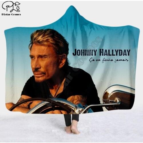 Johnny hallyday Hooded Blanket 3D full print Wearable Blanket Adults men women Fleece Blanket style-1