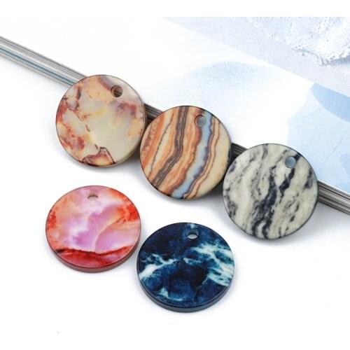 26mm 5pcs Rock Starry Sky Resin Charms For Jewelry Findings Vinatge Handmade Earrings Necklace Round Pendants Diy Accessories