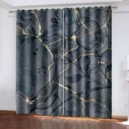 Custom grey blackout curtains large flower 3D Window Curtains For Living Room Bedroom Drapes cortinas