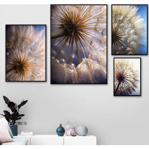 Scandinavian Style Pink Dandelion Flower Posters and Prints Living Room Wall Art Canvas Abstract Painting Home Decoration