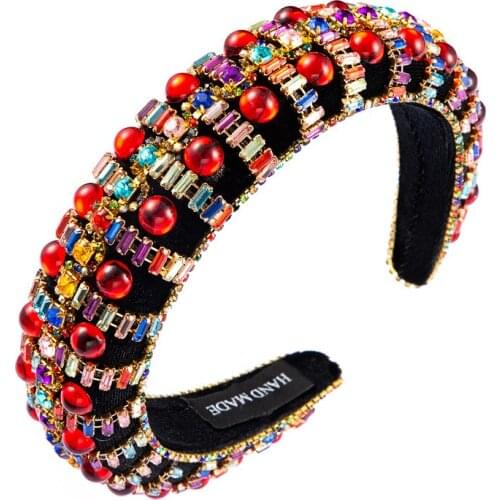 Fashion thick padded headbands for women luxury crystal hairband baroque hair accessories for party dance headpiece