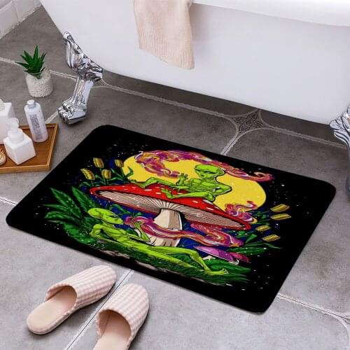 Aliens Magic Mushroom Weed 3D Print Doormats Rectangle Non-Slip DoorMat Bedroom Kitchen Entrance Print Door rugs Dropshipping
