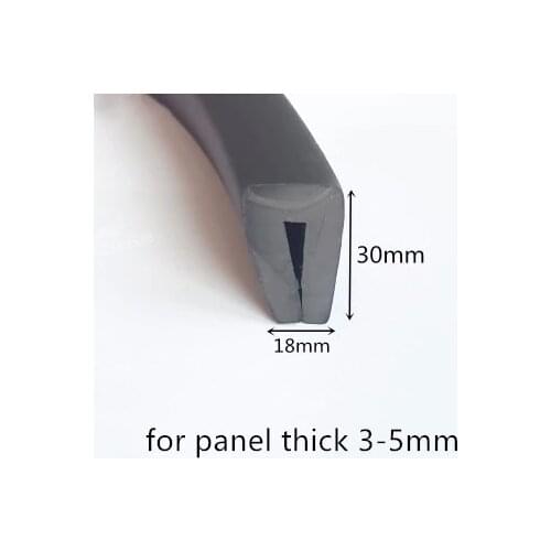 Rubber Sealing U Strip 30x18x30mm for 3-5mm thick Glass Metal Car Wood Panel Board Edge Encloser Shield Black