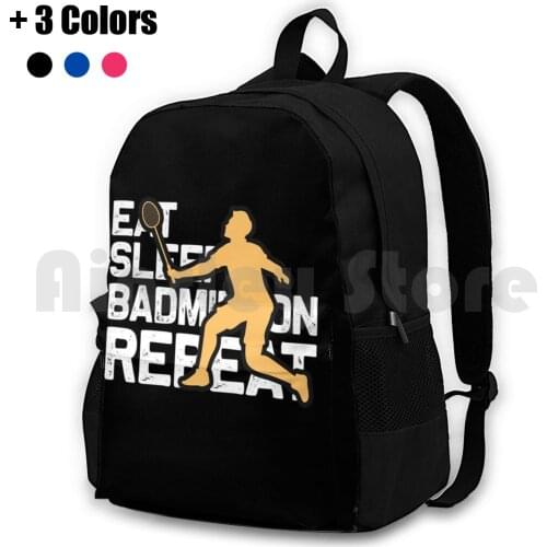 Eat Sleep Badminton Repeat Outdoor Hiking Backpack Riding Climbing Sports Bag Badminton Sports Birdie Shuttle Raquet Sports