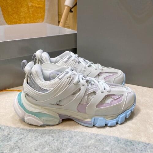Macaron new color sports shoes outdoor concept shoes brand new rainbow series with LED lights thick bottom old track shoes