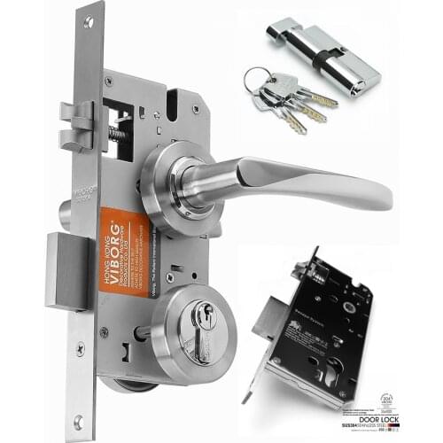 VIBORG Deluxe 304 Stainless Steel Keyed Security Privacy Bedroom Living Room Entrance Entry Door Mortise Lever Lockset Lock Set