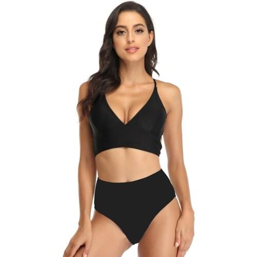 YYCZF 2021 Bikini Swimwear Womens Swimsuit Sexy High Waist Bikini Set Back Cross Tie Split Swimming Bathing Suit Beachwear