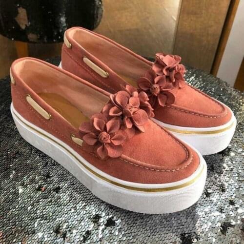 Vogue Women Casual Shoes Canvas Sneakers Platform Flowers Flats Heel Round Toe Espadrilles Ladies Loafers Shoes Zapatos Mujer
