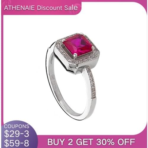 ATHENAIE 100% 925 Sterling Silver Timeless Elegance Ring With Rose Red & Clear CZ Rings For Women Wedding Gift