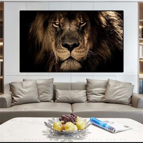 Animals African Large Lions Face Canvas Paintings on The Wall Art Posters and Prints Lions Art Pictures for Living Room Cuadros