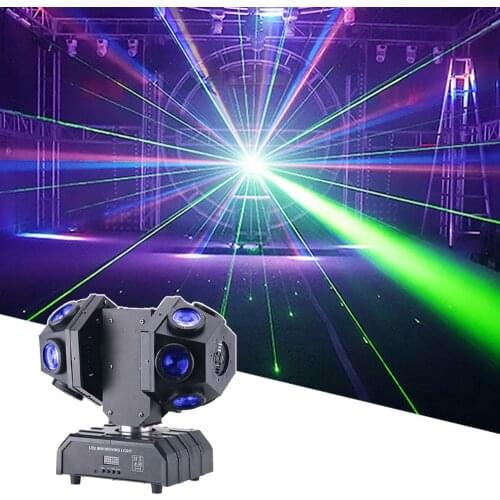 12X10W LED 4in1 Double Arms Laser Moving Head Light DMX512 Stage Beam Effect Light Disco DJ Concert Wedding Party Show Light