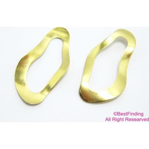 20pcs Brass findings 40.5x20mm Irregular Raw brass wavy oval circle R416