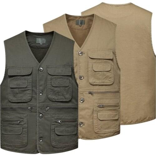 2021 Men Multi-Pocket Classic Waistcoat Male Sleeveless Unloading Solid Coat Work Vest Photographer Tactical Jacket