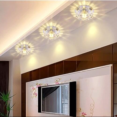 3W/5W LED Ceiling Light Modern Crystal Lamp Corridors Porch Ceiling Lights Bedroom Bathroom Kitchen Home KTV Home Luminaria