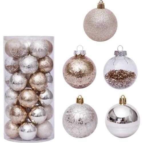 30pcs 6cm Christmas Balls Decoration Golden Transparent Hanging Xmas Tree Ornaments Wedding Party Home Decor