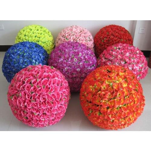 30 CM/12" Artificial Flower Rose Silk Kissing Balls Big Size Flowers Ball For Christmas Ornaments Wedding Party Decoration New