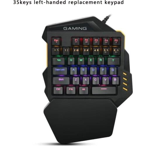 35-keys mechanical keyboard illuminated peace elite chicken eating game green axis keyboard left-handed replacement keypad