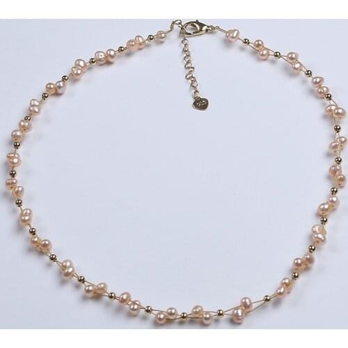 4-5mm Potato Shape Pearl Necklace Jewelry Handmade Simple Design Pearl Necklace