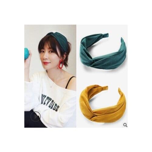 48pcs/lot DIY Simple Multi Solid Color Fabrics Headbands Wide Wash Face Makeup Cross Hair Band Styling Tools Accessories HA611